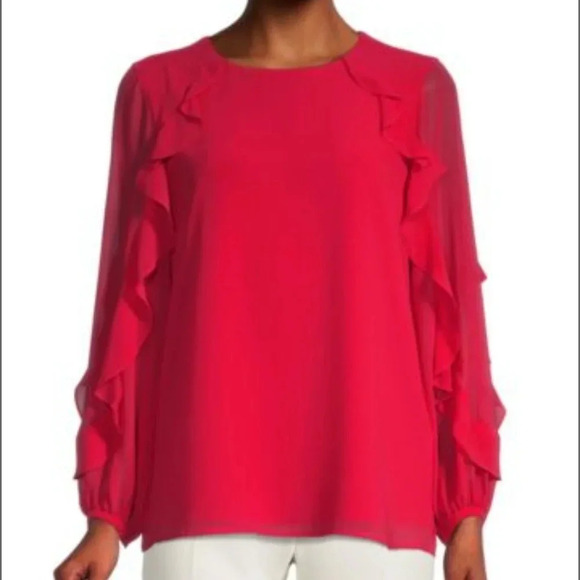 Calvin Klein Tops - Calvin Klein Ruffled Long-Sleeve Top